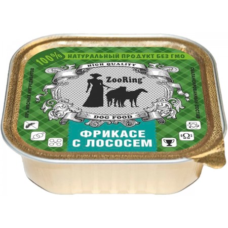 Консервы для собак ZooRing фрикасе с лососем, паштет, 100 г