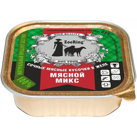 Консервы для собак ZooRing Мясной микс в желе, 100 г