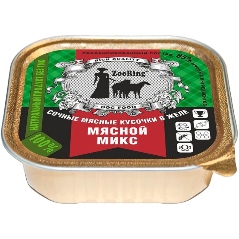 Купить Консервы для собак ZooRing Мясной микс в желе, 100 г ZooRing в Калиниграде с доставкой. Категория ZooRing Купить Консервы для собак ZooRing Мясной микс в желе, 100 г ZooRing в Калиниграде с доставкой (фото)