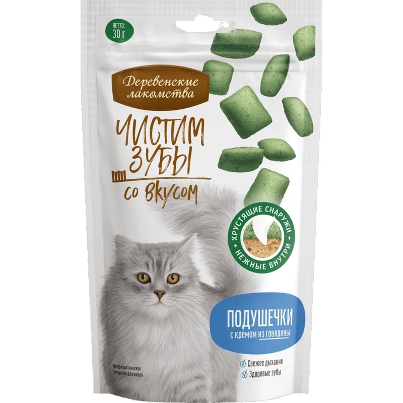 Купить Подушечки с кремом из говядины, Деревенские лакомства для кошек, 30 г Деревенские лакомства в Калиниграде с доставкой (фото)