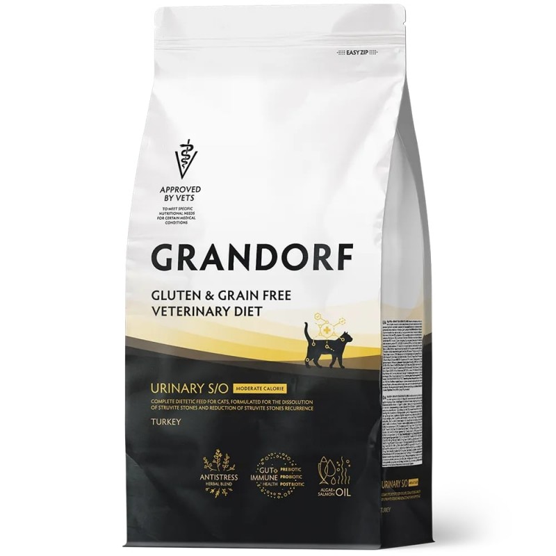 Сухой корм Grandorf Vet URINARY S/O moderate calorie Диетический для растворения струвитных камней и контроля лишнего веса, с индейкой для кошек 2 кг