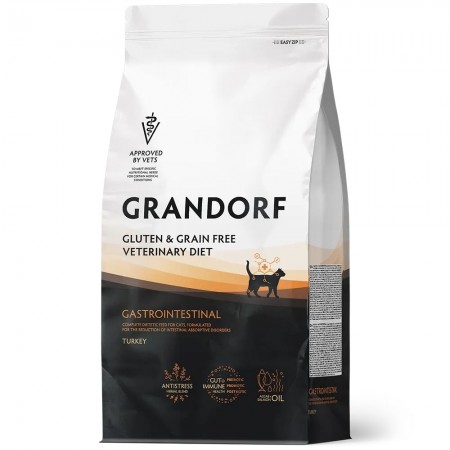 Сухой корм Grandorf Vet Gastrointestinal Диетический при расстройствах кишечника, с индейкой для кошек 2 кг
