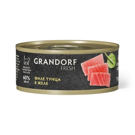 Беззерновые консервы GRANDORF FRESH Филе тунца в желе для взрослых кошек, 70 гр