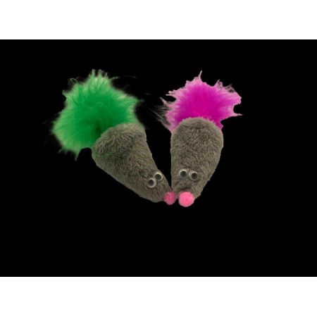 Игрушка GoSi д/кошек Мышь с кошачьей мятой, хвост-перо марабу серая 20см