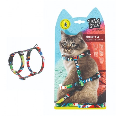 Шлейка для кошек с поводком URBAN STYLE 20-30 см, 30-42 см, 1*120 см MPets