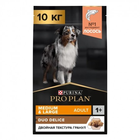 Purina Pro Plan Duo Delice OPTIBALANCE для собак крупных и средних пород с лососем и рисом, 10 кг