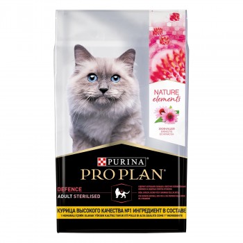 Pro Plan Nature Elements DEFENCE для взрослых стерилизованных кошек, с высоким содержанием курицы, 200 г