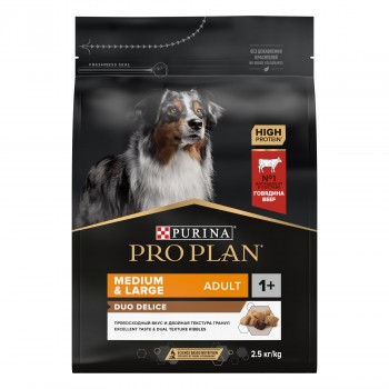 Purina Pro Plan DUO DÉLICE OPTIBALANCE для собак крупных и средних пород c говядиной и рисом, 700 гр