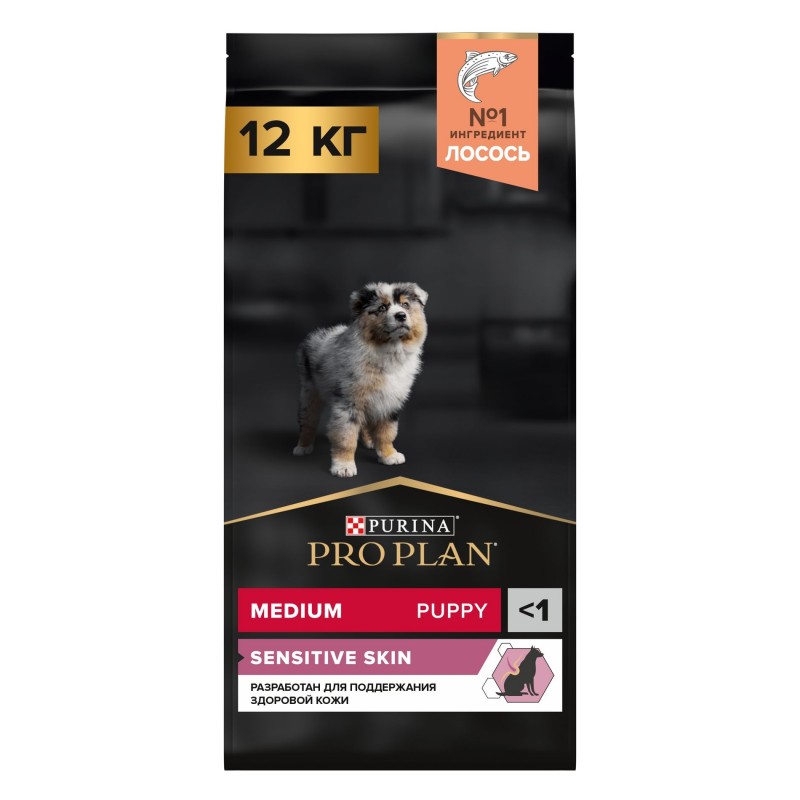 Купить Purina Pro Plan OPTIDERMA для щенков средних пород с чувствительной кожей, лосось с рисом, 12 кг Pro Plan в Калиниграде с доставкой (фото)