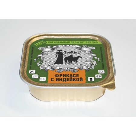 Консервы для собак ZooRing фрикасе с индейкой, паштет, 100 г