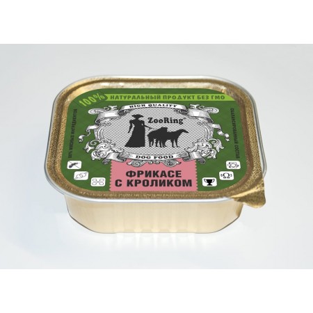 Консервы для собак ZooRing фрикасе с кроликом, паштет, 100 г