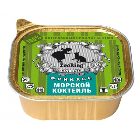 Консервы для кошек ZooRing Морской коктейль, паштет, 100 г 