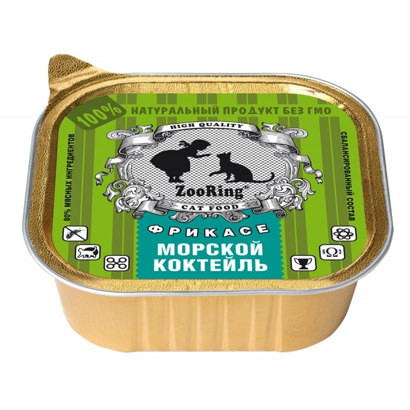 Купить Консервы для кошек ZooRing Морской коктейль, паштет, 100 г ZooRing в Калиниграде с доставкой (фото)