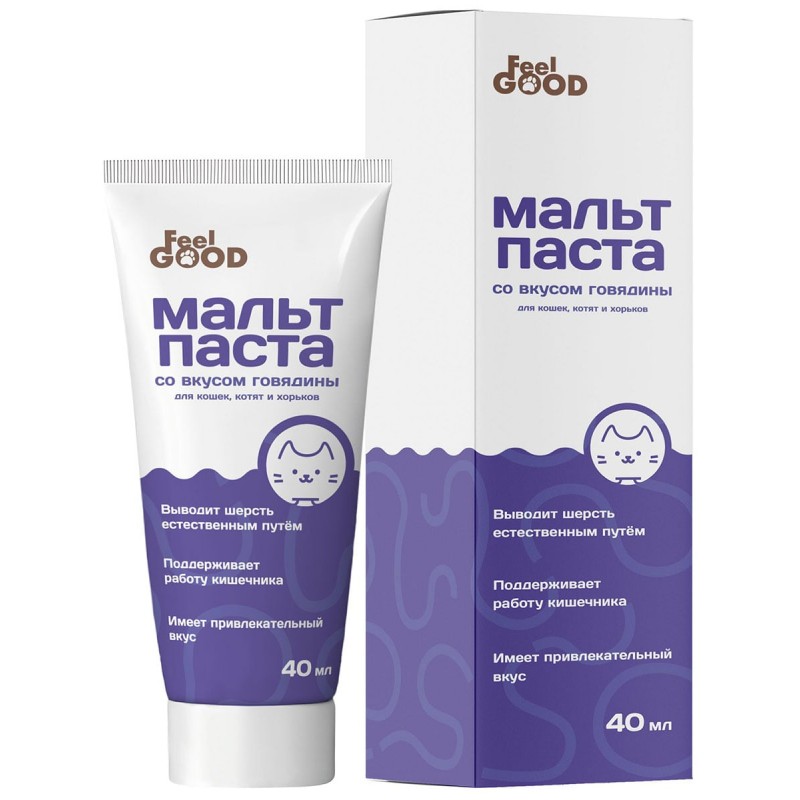 Купить Мальт-паста FeelGOOD с хитозаном для котят, кошек и хорьков, 40 мл FeelGOOD в Калиниграде с доставкой. Категория Вывод шерсти Купить Мальт-паста FeelGOOD с хитозаном для котят, кошек и хорьков, 40 мл FeelGOOD в Калиниграде с доставкой (фото)