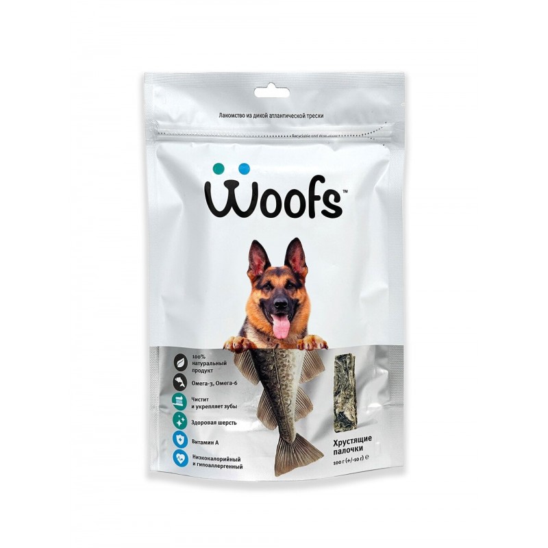 Купить Рыбное лакомство Woofs для собак сушеное - Немецкая овчарка, 50 гр Woofs в Калиниграде с доставкой (фото)