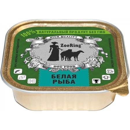 Консервы для собак ZooRing Белая рыба паштет, 100 г