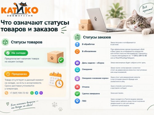 Статусы товаров и заказов