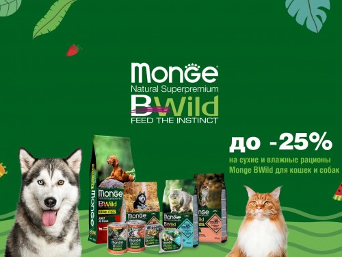 Скидки -25% на корма Monge Bwild