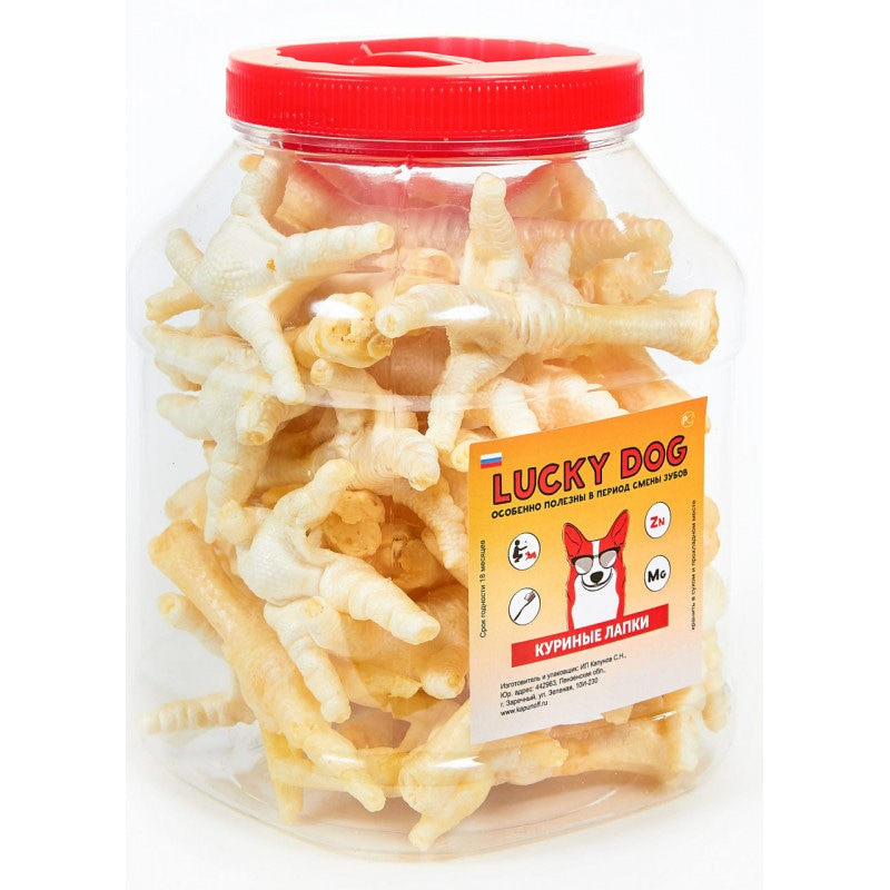 Купить Лакомство для собак Lucky Animals Куриные лапки, банка (30 шт.) LuckyDog в Калиниграде с доставкой (фото)