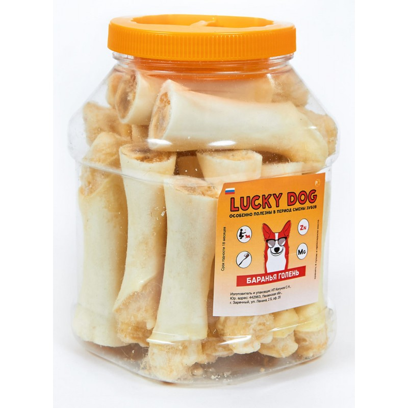 Купить Лакомство для собак Lucky Animals Баранья голень, банка (23шт) LuckyDog в Калиниграде с доставкой (фото)