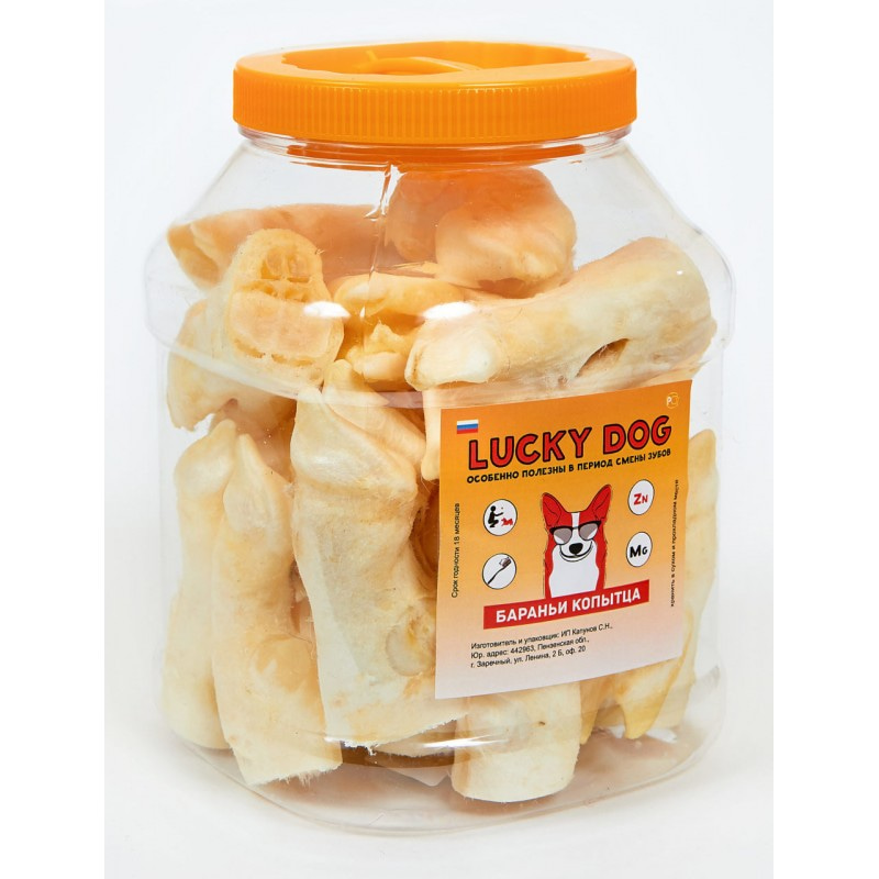 Купить Лакомство для собак Lucky Animals Баранье копытце, банка 3л (20 шт) LuckyDog в Калиниграде с доставкой (фото)