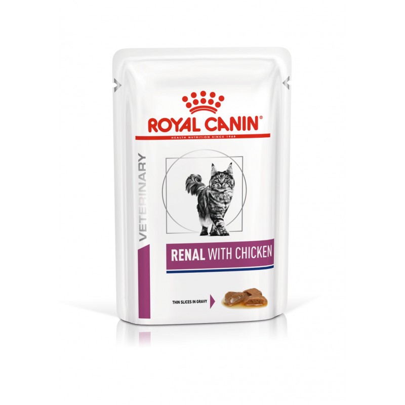 Влажный корм Royal Canin Renal Feline для взрослых кошек с курицей для поддержания функции почек при острой или хронической почечной недостаточности 85 гр