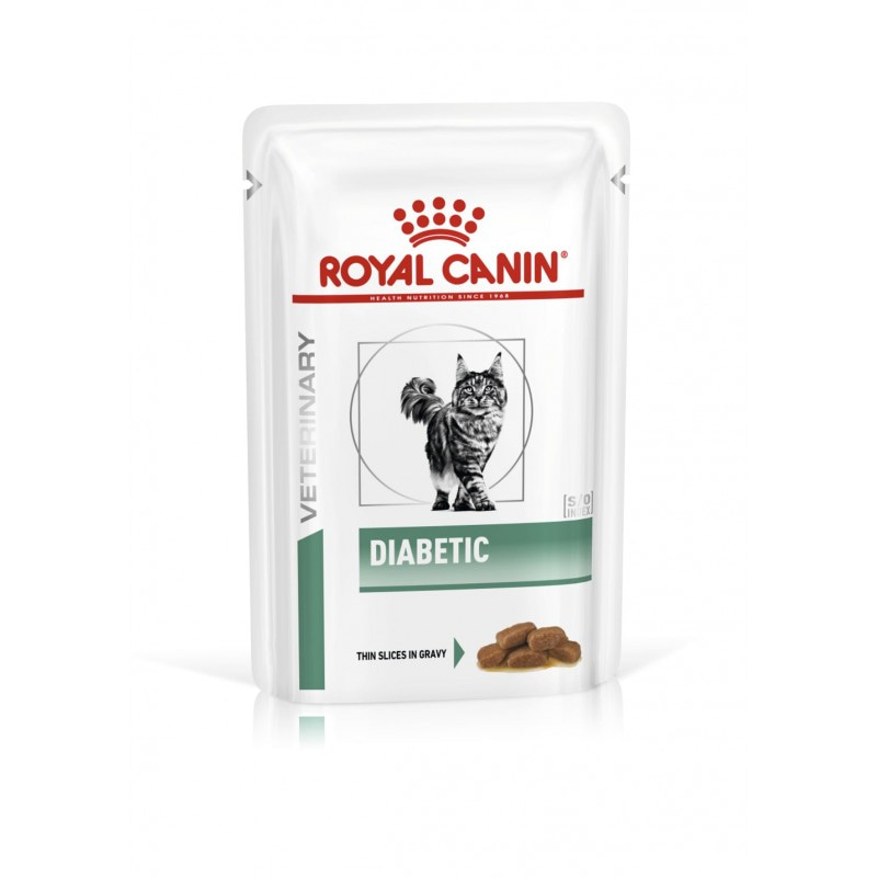 Влажный корм Royal Canin Diabetic Feline для взрослых кошек, разработанный для регулирования уровня глюкозы при сахарном диабете в соусе 85 гр