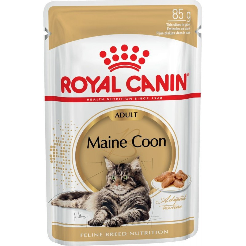 Купить Консервы Royal Canin Maine Coon Adult, для кошек породы Мейн-кун, мелкие кусочки в соусе, 85 г Royal Canin в Калиниграде с доставкой (фото)