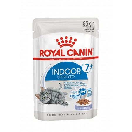 ROYAL CANIN INDOOR STERILISED 7+ для пожилых стерилизованных кошек живущих дома в желе 85 гр