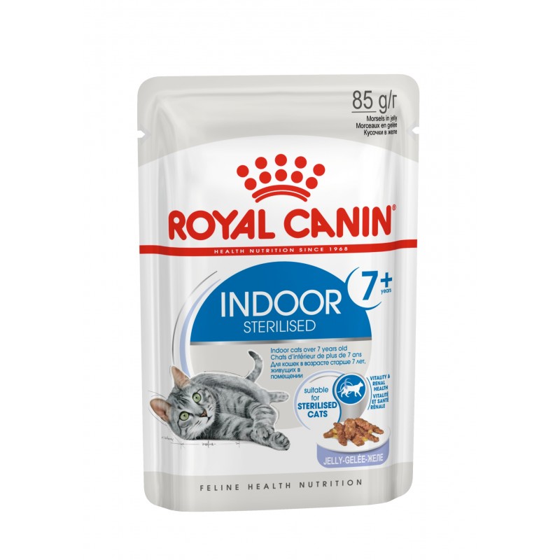 Консервы ROYAL CANIN INDOOR STERILISED 7+ для пожилых кастрированных котов и стерилизованных кошек живущих дома в желе 85 гр
