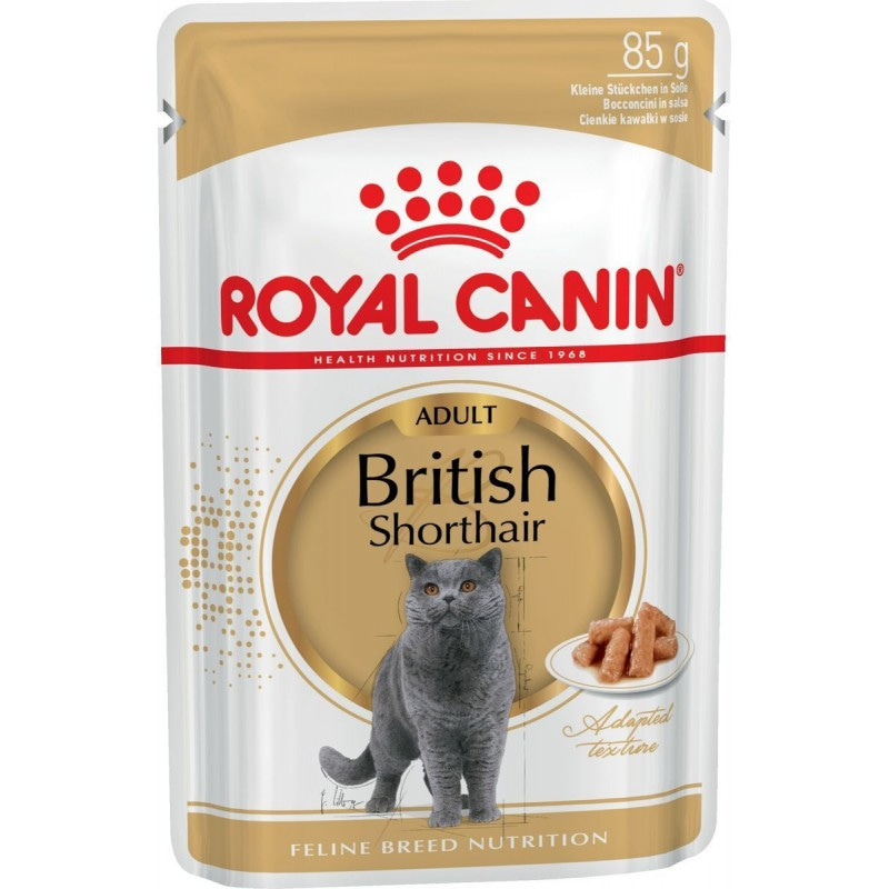 Купить Royal Canin British Shorthair Adult, для кошек британской породы, мелкие кусочки в соусе, 85 г Royal Canin в Калиниграде с доставкой (фото)