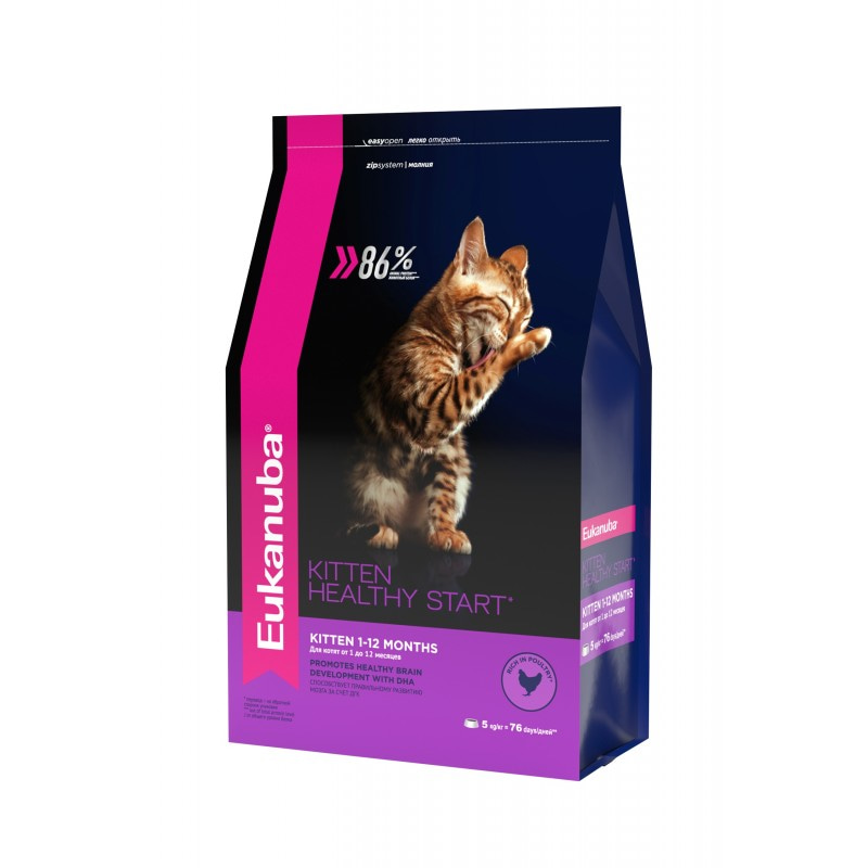 Сухой корм Eukanuba Kitten Healthy Start для котят, беременных и кормящих кошек с курицей 400 гр
