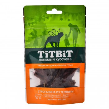 Лакомства для собак TITBIT мелких пород Строганина из телятины 50г