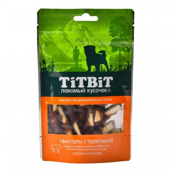 Лакомства для собак TITBIT мелких пород Твистеры с телятиной 50г