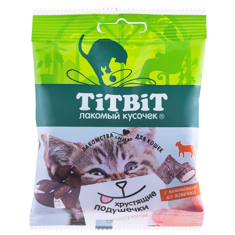 Купить Лакомство для кошек TITBIT Хрустящие подушечки с паштетом из ягненка 30 г Titbit в Калиниграде с доставкой (фото)