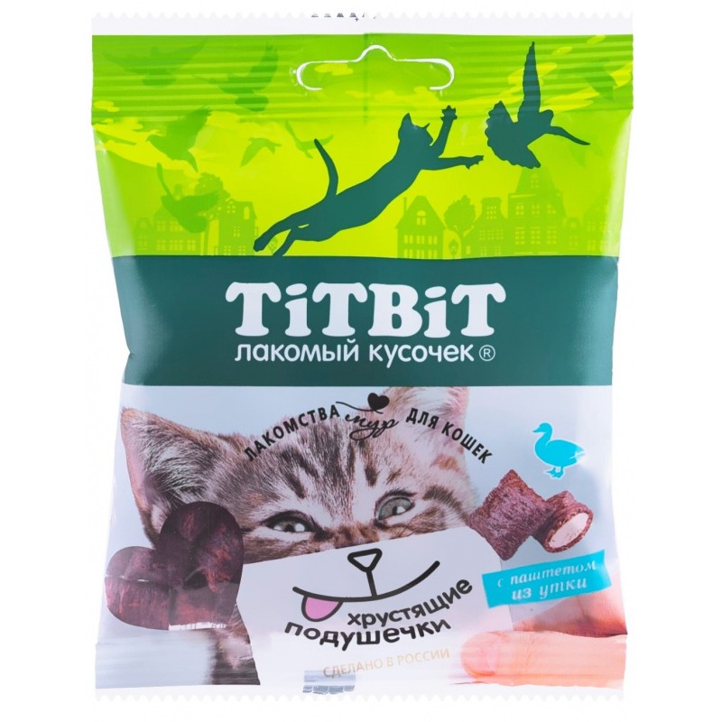 Купить Лакомство для кошек TITBIT Хрустящие подушечки с паштетом из утки 30 г Titbit в Калиниграде с доставкой (фото)