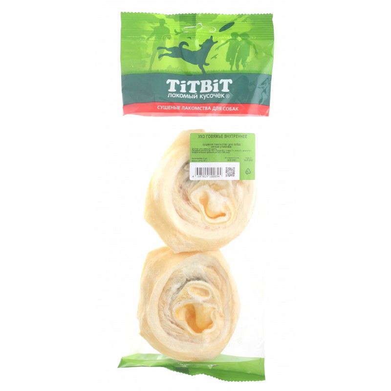 Лакомство для собак TITBIT Ухо говяжье внутреннее 81 г