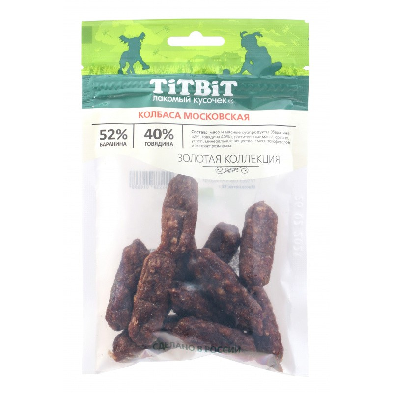 Купить TiTBiT лакомство для собак Колбаса Московская Золотая коллекция 80 г Titbit в Калиниграде с доставкой (фото)
