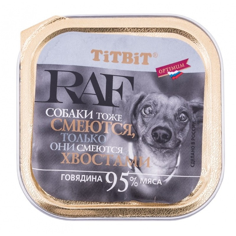 Купить Консервы для собак TITBIT RAF Говядина паштет 100 г Titbit в Калиниграде с доставкой (фото)