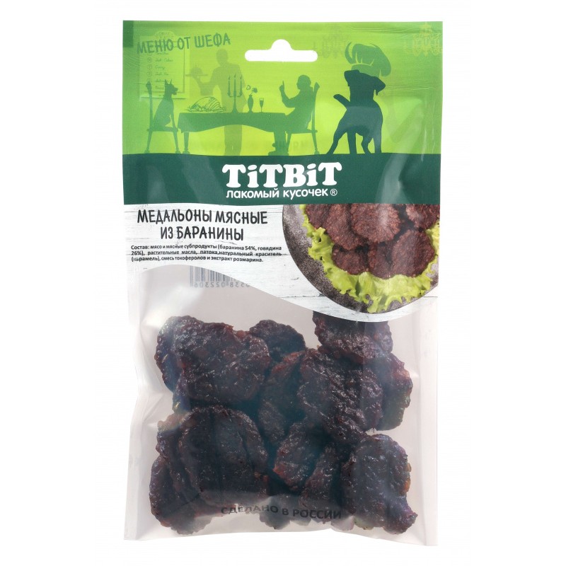Купить Лакомство для собак TITBIT Медальоны мясные из баранины Меню от Шефа 80 г Titbit в Калиниграде с доставкой (фото)