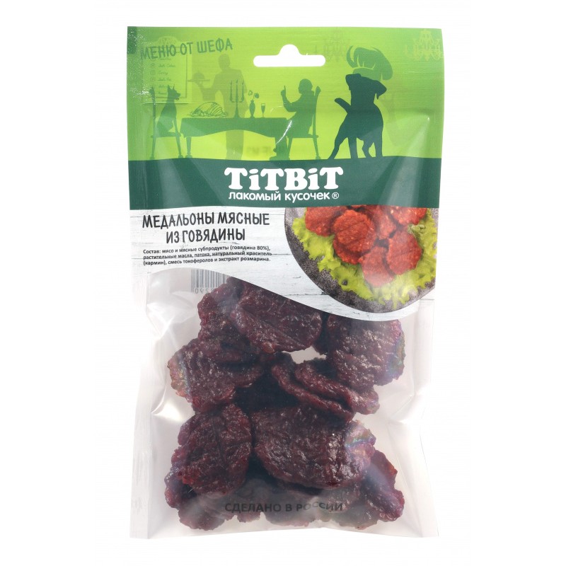 Купить Лакомство для собак TITBIT Медальоны мясные из говядины Меню от Шефа 80 г Titbit в Калиниграде с доставкой (фото)