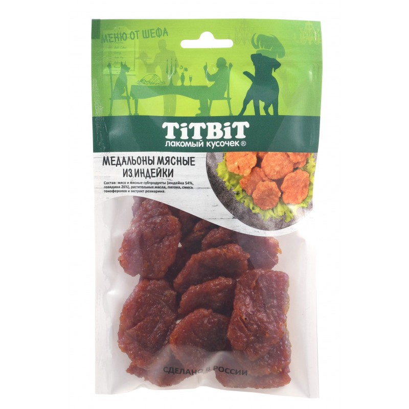 Купить Лакомство для собак TITBIT Медальоны мясные из индейки Меню от Шефа 80 г Titbit в Калиниграде с доставкой (фото)