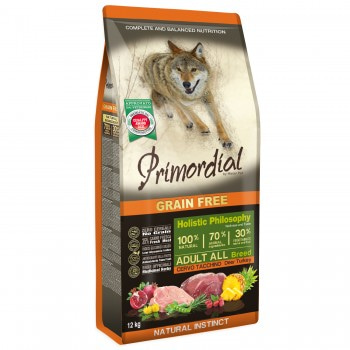 Беззерновой корм Primordial (28/18) с олениной и индейкой для взрослых собак всех пород 12 кг
