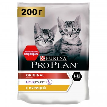 Сухой корм Purina Pro Plan OPTISTART для котят от 1 до 12 месяцев с курицей, пакет, 200 г