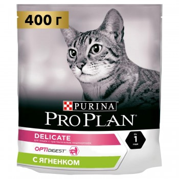 Pro Plan Delicate OPTIDIGEST корм для взрослых кошек всех пород, деликатное пищеварение, с ягненком 400 гр