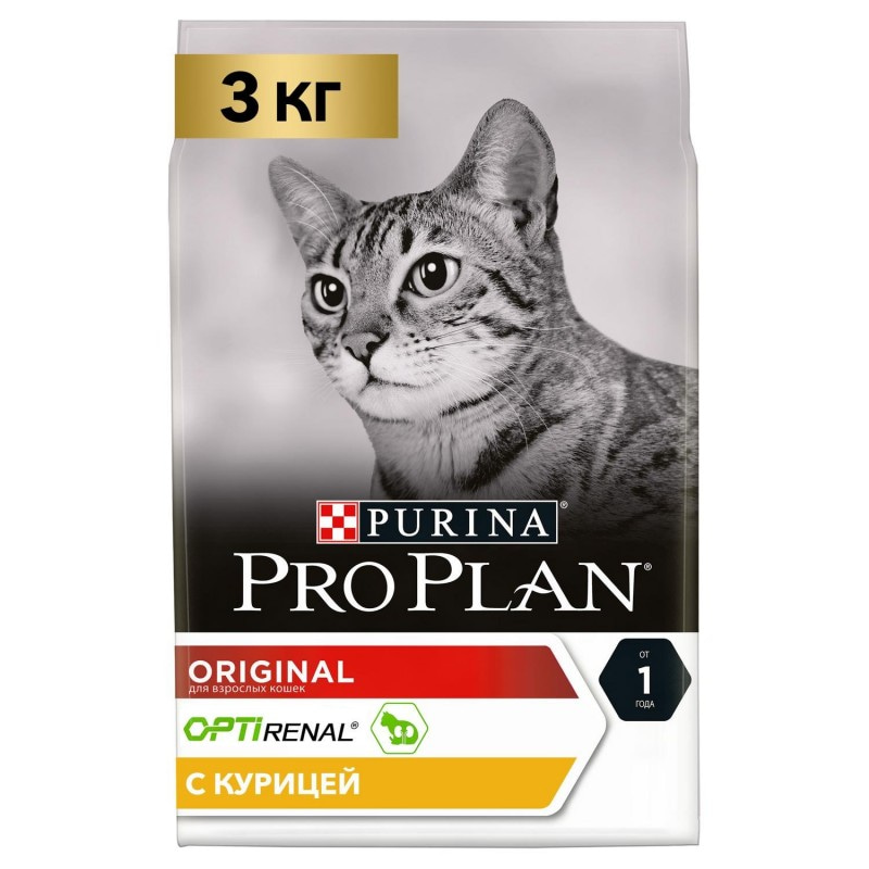 Купить Pro Plan OPTIRENAL корм для взрослых кошек всех пород, для поддержания иммунитета, курица  3 кг Pro Plan в Калиниграде с доставкой (фото)