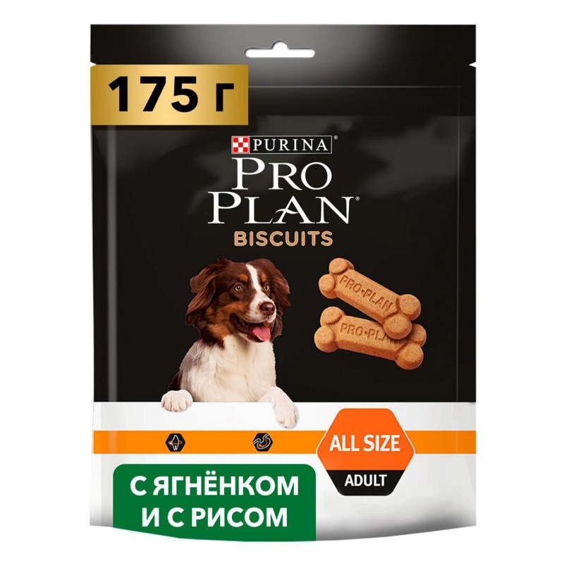 Лакомство для собак Purina Pro Plan Biscuits с ягненком и рисом, 175 г