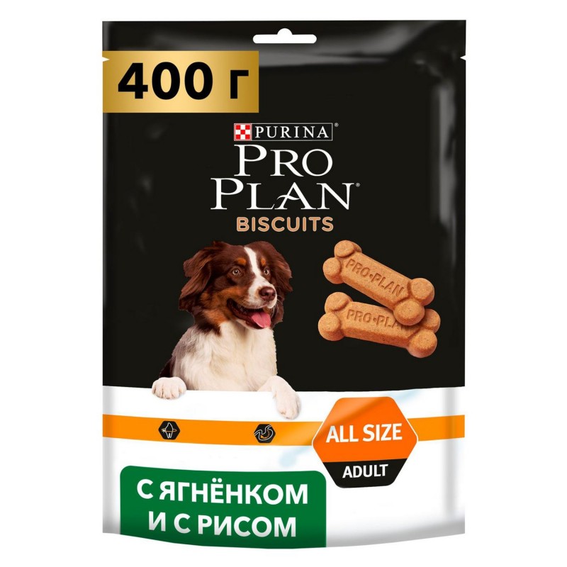 Лакомство для собак Purina Pro Plan Biscuits с ягненком и рисом, 400 г