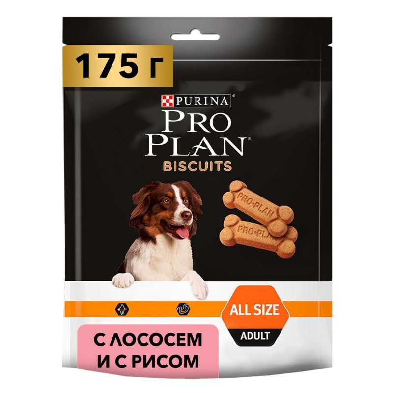 Лакомство для собак Purina Pro Plan Biscuits с лососем и рисом, 175 г