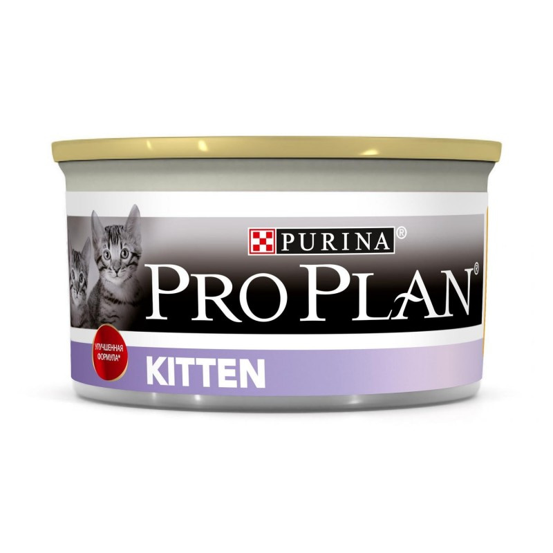 Влажный корм Pro Plan® для котят, с высоким содержанием курицы, мусс, Банка, 85 г